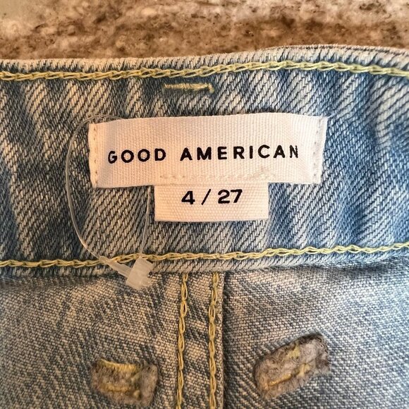 Good American Shorts Womens Size 4/27 NWOT button fly high rise frayed hem jean - Picture 5 of 11